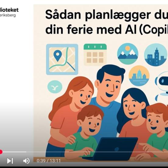 Stillbillede fra videoguiden på YouTube, der viser grafik med en familie og navnet på videoguiden.