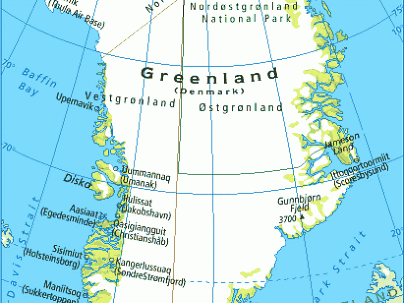 Landkort over Grønland.