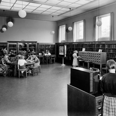 Billede fra 1951 af salen, hvor datidens børnebibliotek lå.