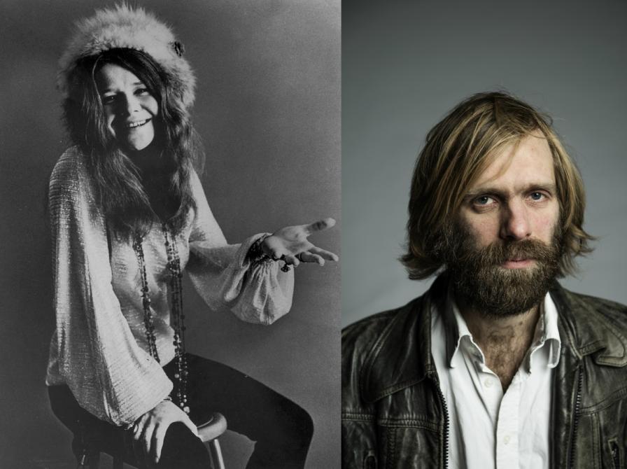 To billeder af henholdsvis Janis Joplin til venstre og Espen Strunk til højre