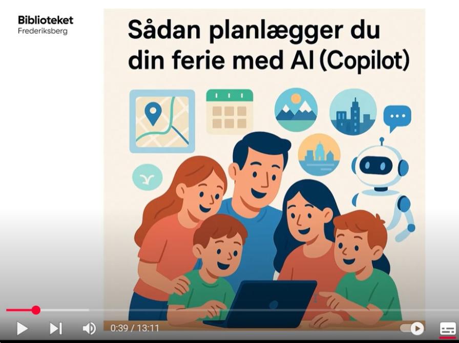 Stillbillede fra videoguiden på YouTube, der viser grafik med en familie og navnet på videoguiden.